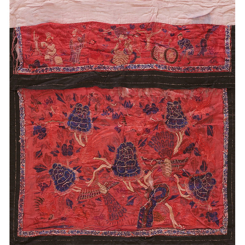 Antique Chinese Floral Red Color 1890s Textile Art