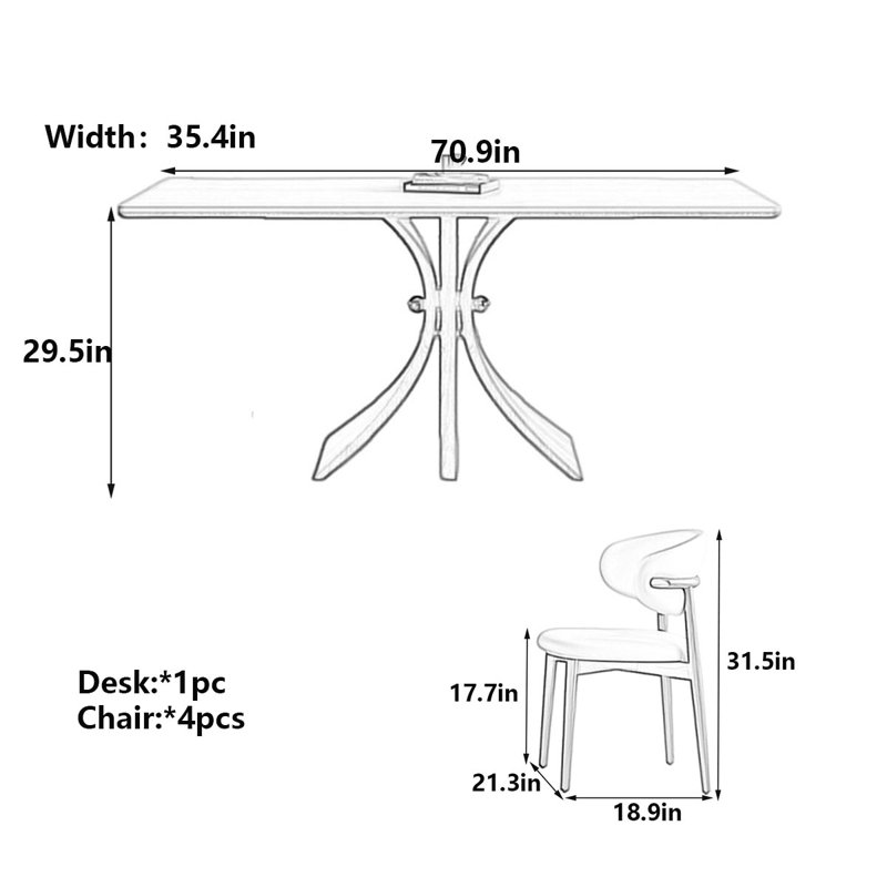 French-Style Solid Wood & Rock Plate Dining Table