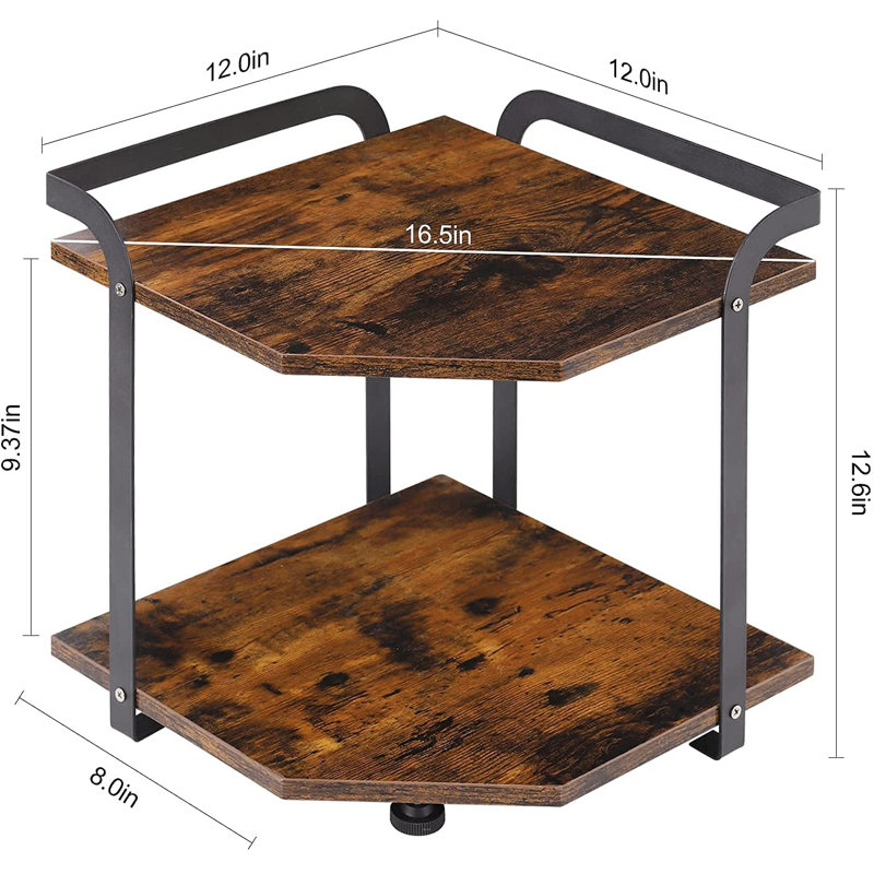 Étagère de rangement en coin 2 niveaux