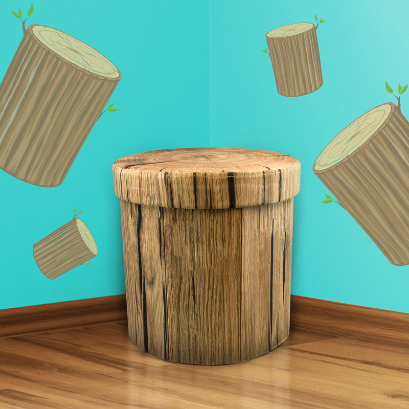 Sorbus Storage Ottoman Foldable with Lid in Log Print, Brown