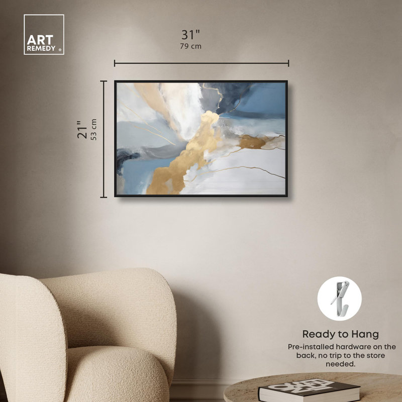 «Mistery Canvas Elegant Abstract Wall Art» par Art Remedy, Cadre noir, H 11 po x l 16 po