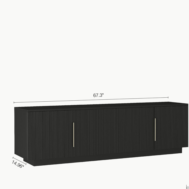 TV Stand  with 16 Color LEDs, 68" Modern TV Stand, TV Cabinet Entertainment Center for 55 60 65 Inch TV, Black
