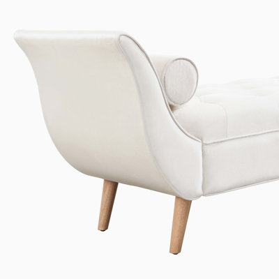 Banc rembourré en velours avec accoudoirs roulés, pieds en bois massif et coussins assortis, polyvalent pour plusieurs pièces