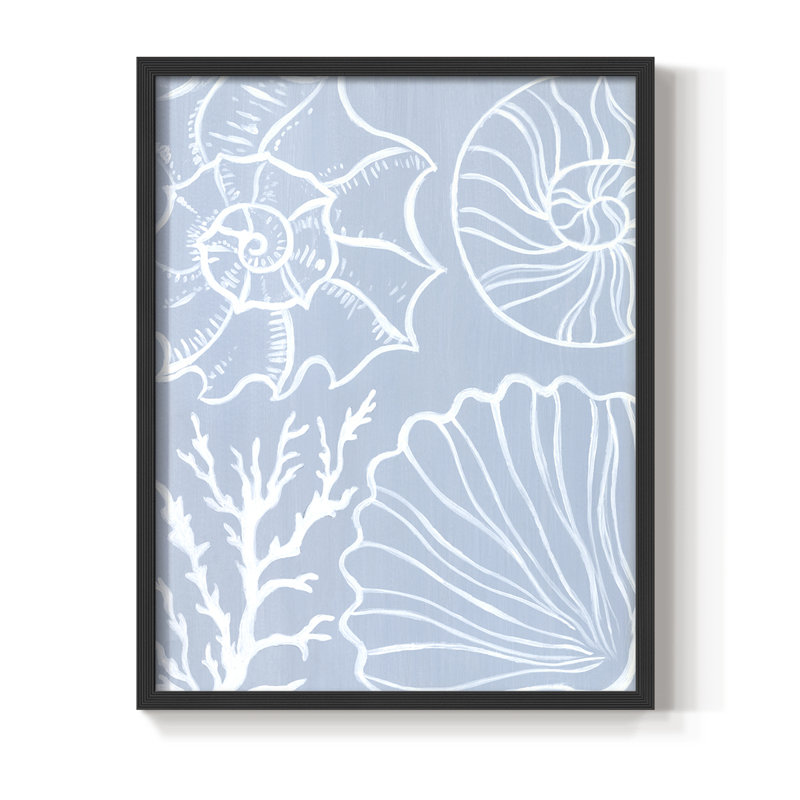 «Shell Silhouettes I», reproduction encadrée - bois massif, H 21 po x l 17 po, Noir, noir, noir, noir