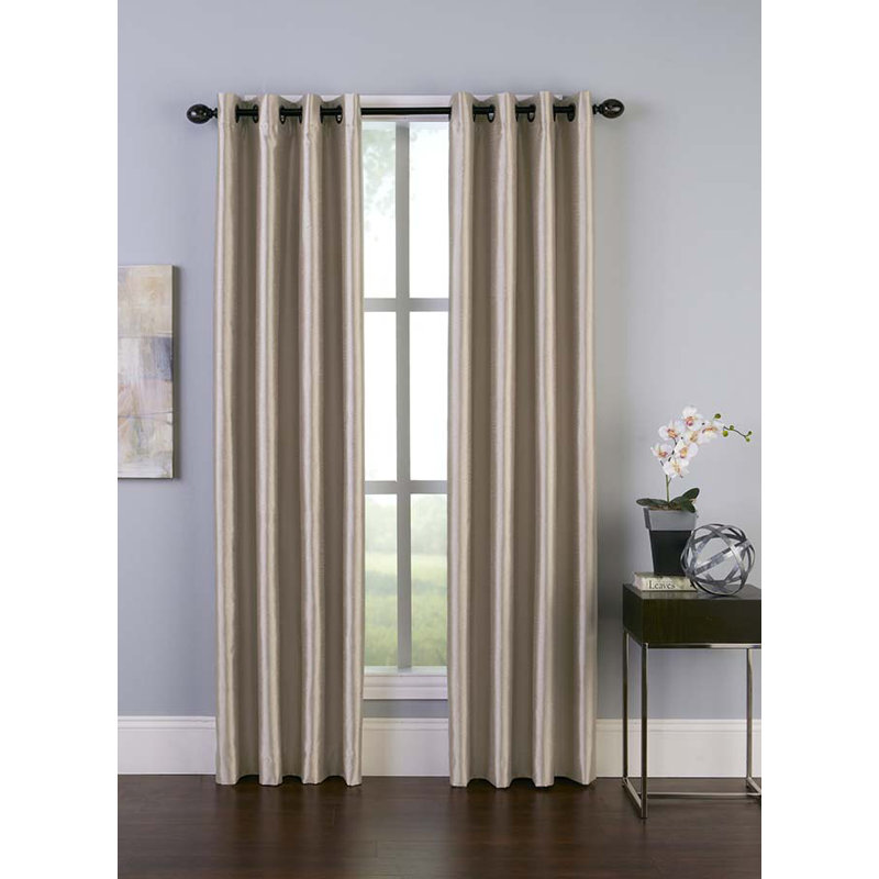 Manos Polyester Room Darkening Single Curtain Panel, Sand, 50" W x 84" L