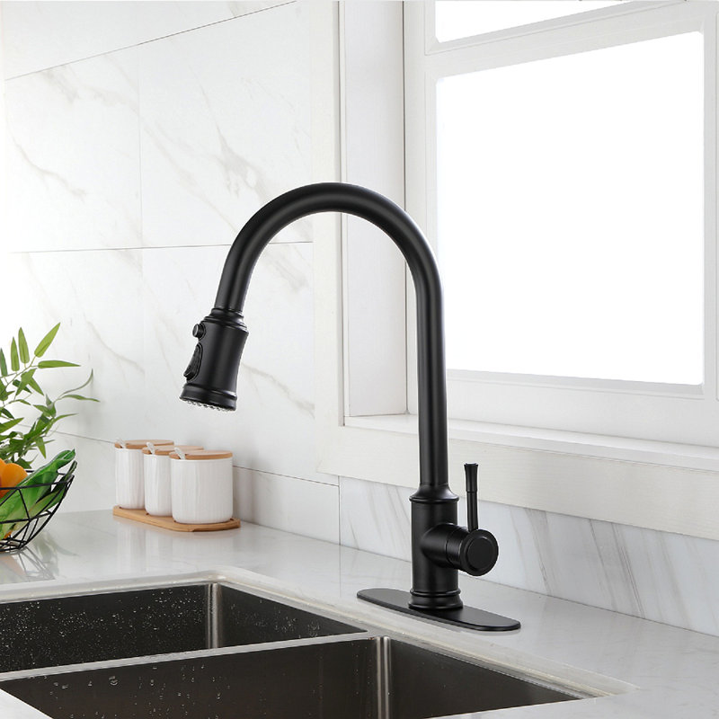 Robinet de cuisine tactile avec douchette extractible, Noir mat