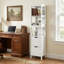 Armoire de rangement robuste pour salle de bain à 5 niveaux avec 2 tiroirs coulissants et tablettes intérieures réglables pour la salle de bain