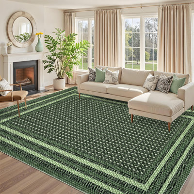 Tapis géométriques de salon, tapis de chambre doux à bordure imprimée lavable, tapis de table ultra-mince résistant aux taches pour la salle à manger, revêtement de sol à poils courts pour le bureau à domicile