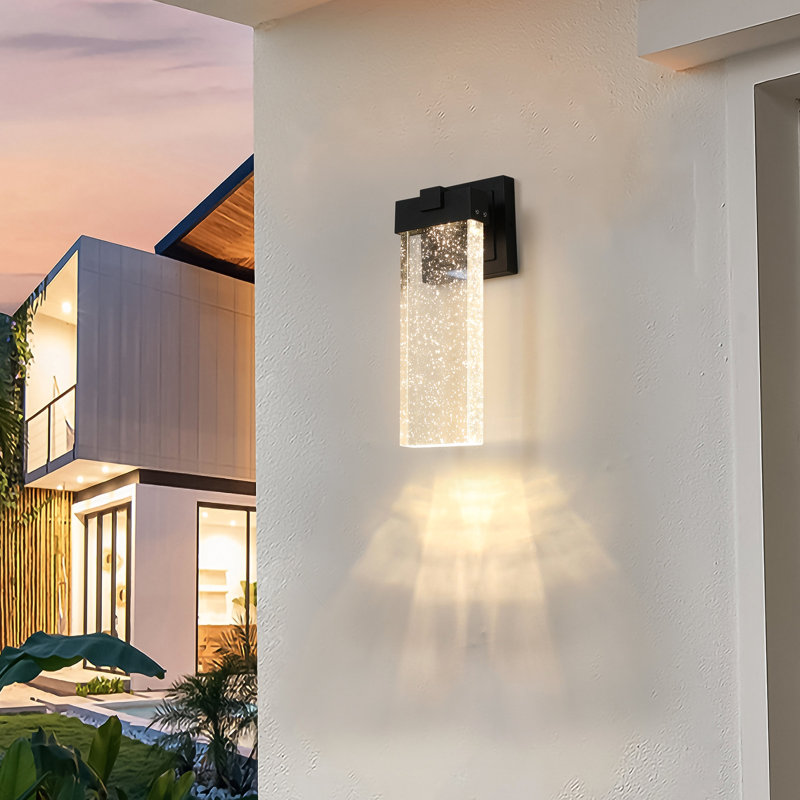 Outdoor Waterproof Transparent LED Crystal Wall Lamp Supports Multiple Types Of Light Bulbs -12W Per Lamp (2 Pack)
