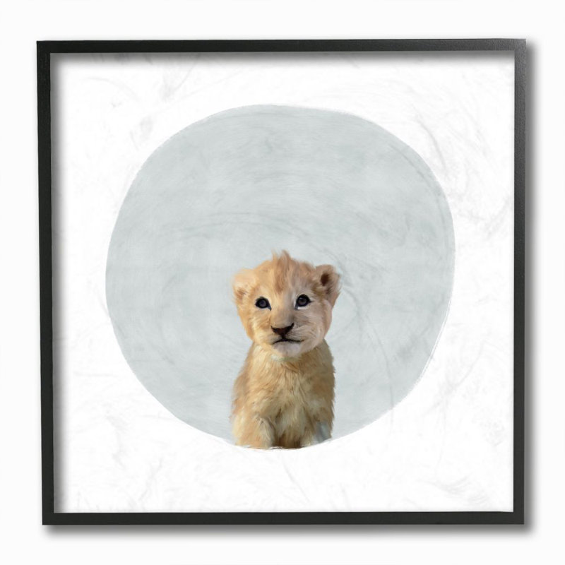 Décoration murale pour enfants, peinture pour enfant baby lion Glenam, Giclée encadrée noir minuit