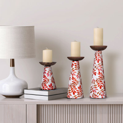  Pink Florals Candleholder Set of 2