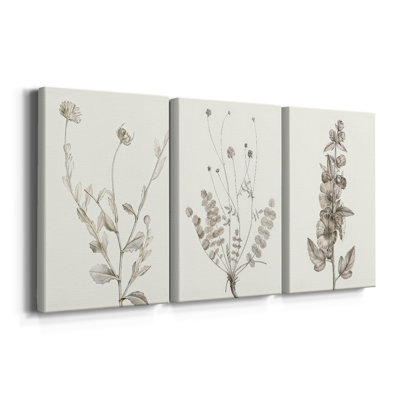 Neutral Botanical Study IV - Toile tendue sur mesure avec châssis - 3 pièces