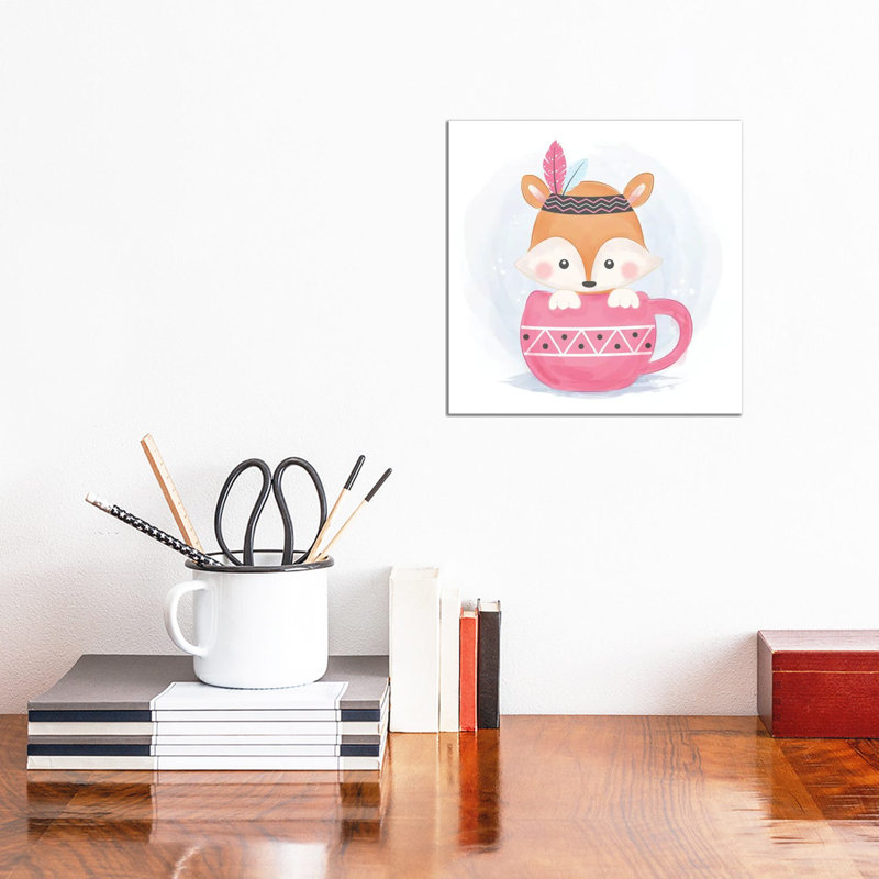 Baby Fox For Kids Room Illustration by Art Mirano - Wrapped Canvas Print, 30.48cm H x 30.48cm W x 1.905cm W