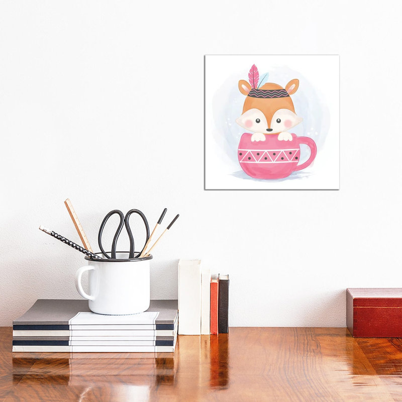 Baby Fox for Kids Room Illustration 1 Piece Wrapped Canvas Wall Art, 30.48cm H x 30.48cm W x 1.905cm W