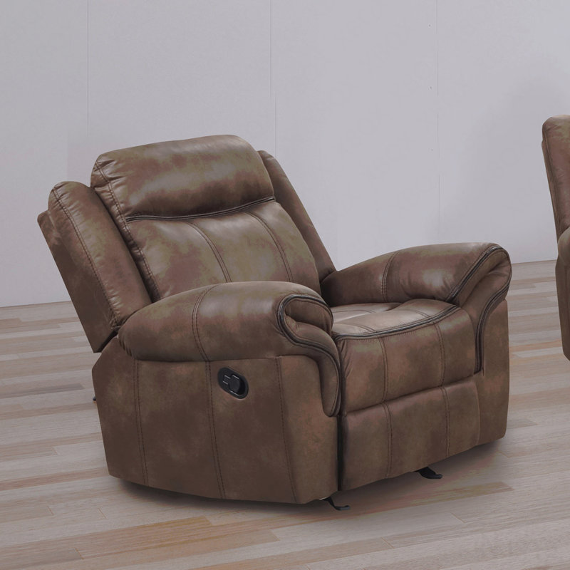 Fauteuil inclinable et oscillant brun avec passepoil contrastant et accoudoirs coussinés