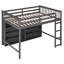 Lit mezzanine en bois de 62,2 po de hauteur avec tablettes de rangement et lit encastré avec échelle intégrée-94422988-94422989