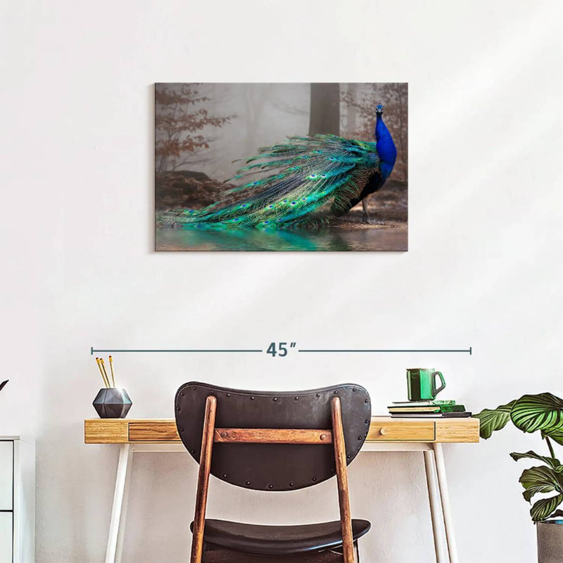 " Elegant Blue Peacock ", 20" H x 30" W