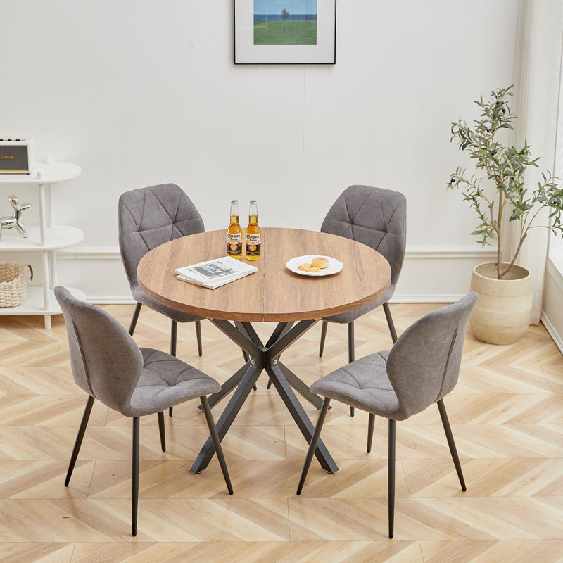 Miko 50cm H Velvet Upholstered Metal Side Chair, Grey
