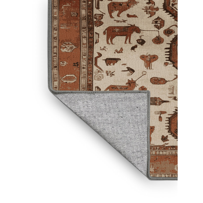 Tapis persan gris lavable à la machine, Carré 3 pi