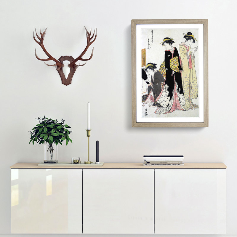 Three Geishas of Tachibana by Torii Kiyonaga - Framed Print, 48cm H x 36cm W x 2cm D, Oak Framed
