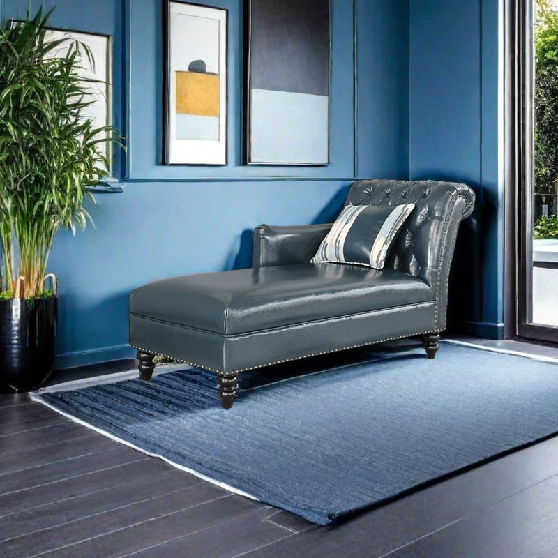Chaise longue Degraaf, Bleu foncé, Retour à droite