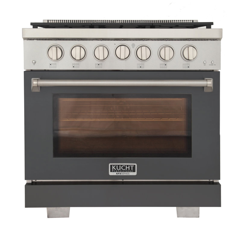 Kucht 36'' W Free Standing Range, Liquid Propane, Gray