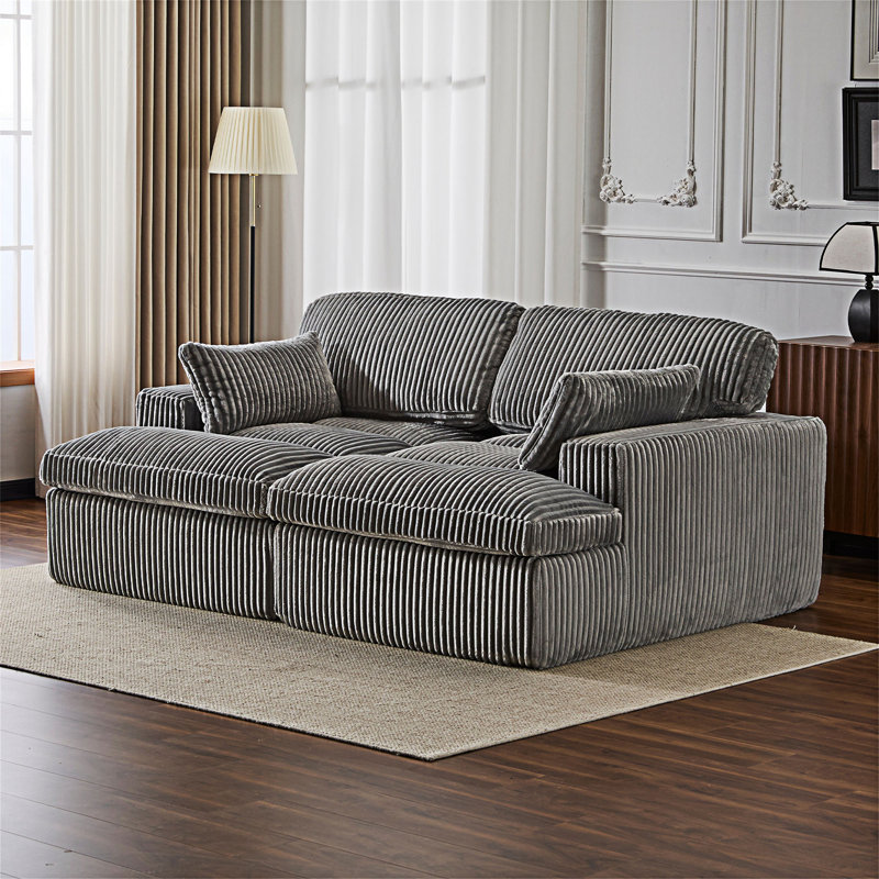 Fauteuil de salon rembourré, canapé-lit, Velours côtelé gris