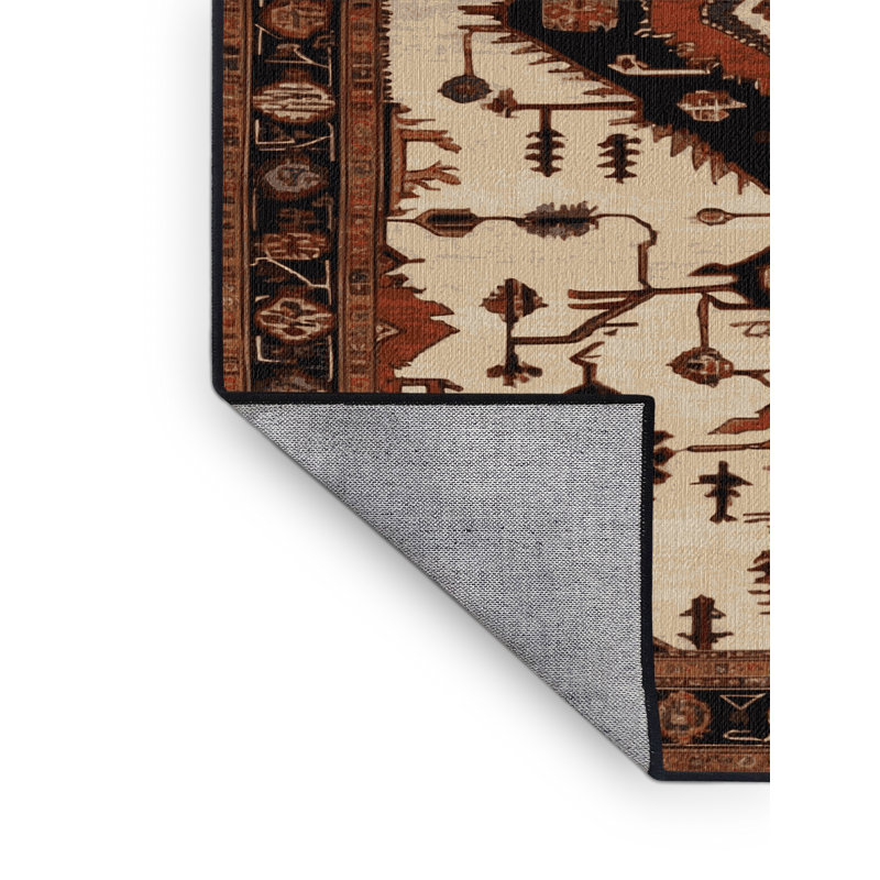Tapis brun lavable à la machine, Rond 5 pi