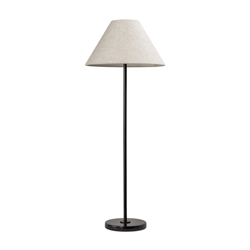 Modern 38" Black Marble And Iron Torchiere Table Lamp