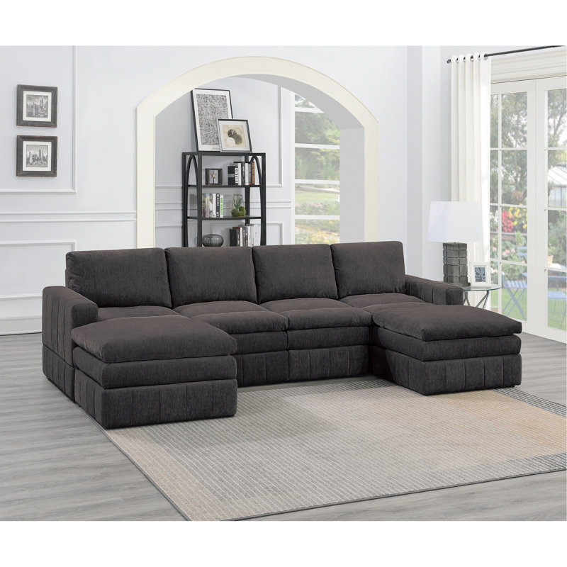 Canapé modulaire réversible de 118 po avec repose-pieds Arieon, Mélange de polyester vison