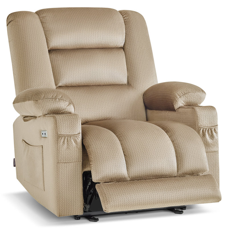 25.6" Seat Width Zero Gravity Power Recliner with Vibration Massage and Heat, Beige