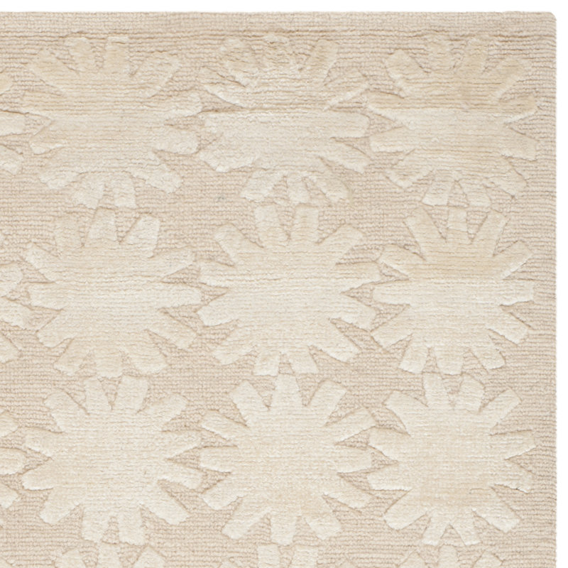 Tapis ivoire / beige noué à la main, Rectangle 3 pi 9 po x 5 pi 9 po