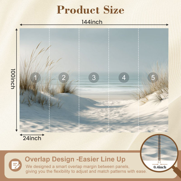 Red Barrel Studio Coastal Peel and Stick Wallpaper Tranquil Ocean View ...