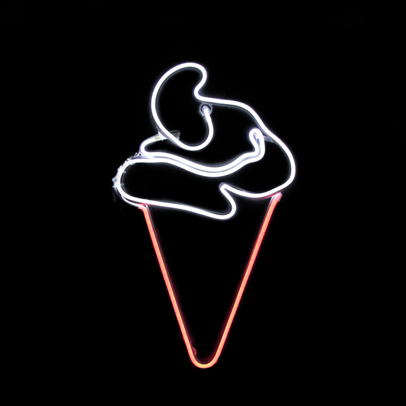 17.5" Neon Style Led Lighted Ice Cream Cone Window Silhouette Decoration