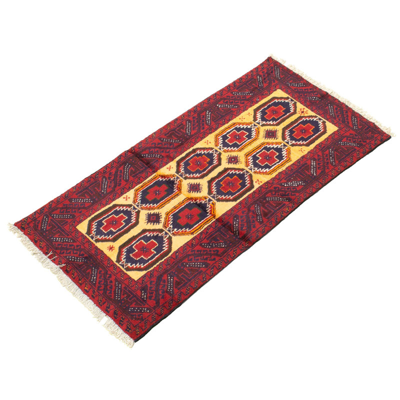 Tapis décoratif en laine de conception unique noué à la main New Age 3 pi 2 po x 6 pi 1 po Bilbe