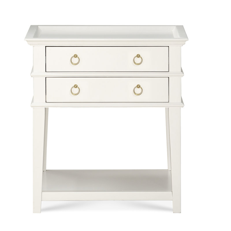 Table de chevet 2 tiroirs, Blanc