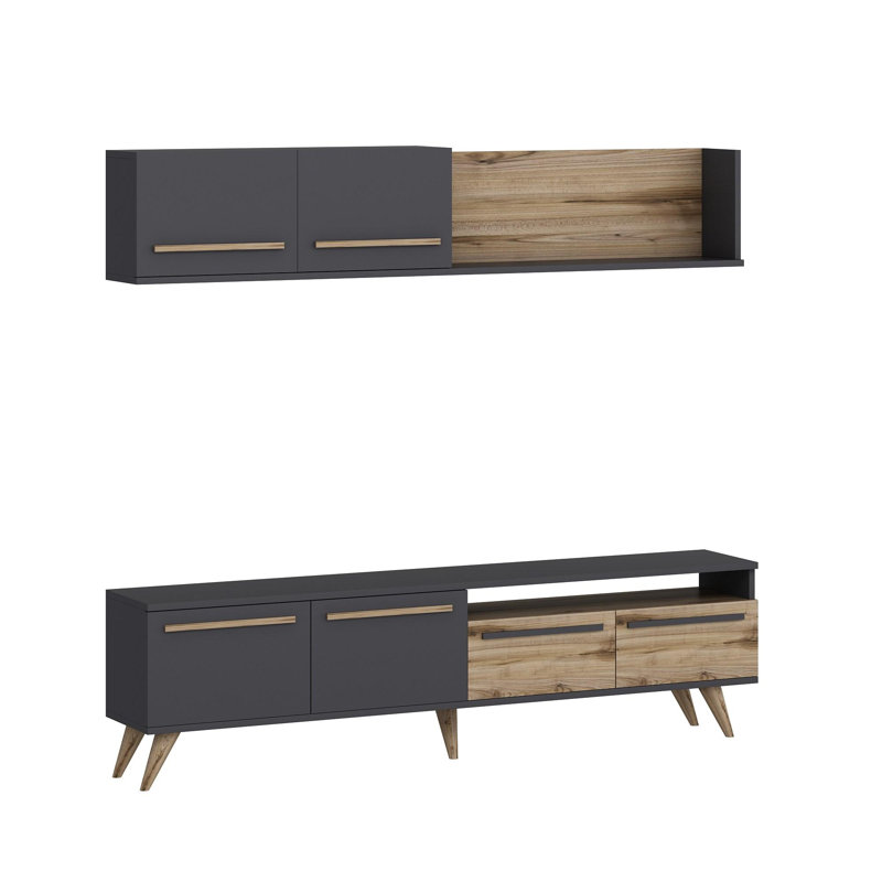 Bardhyle Unfinished TV Stand for TVs up to 65", Walnut;Anthracite