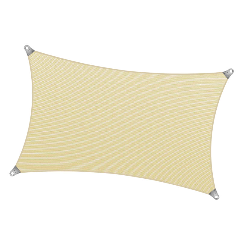 Beige 16' x 18' HDPE Rectangle Shade Sail with Stainless Steel Rings