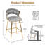 Tabouret de comptoir moderne en velours de 25,2 po avec accents dorés, conception ergonomique et siège moelleux pour îlot de cuisine et bar-1667003384