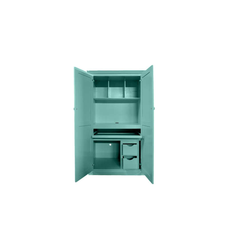 Bureau armoire en bois massif Breeda, Fiesta turquoise