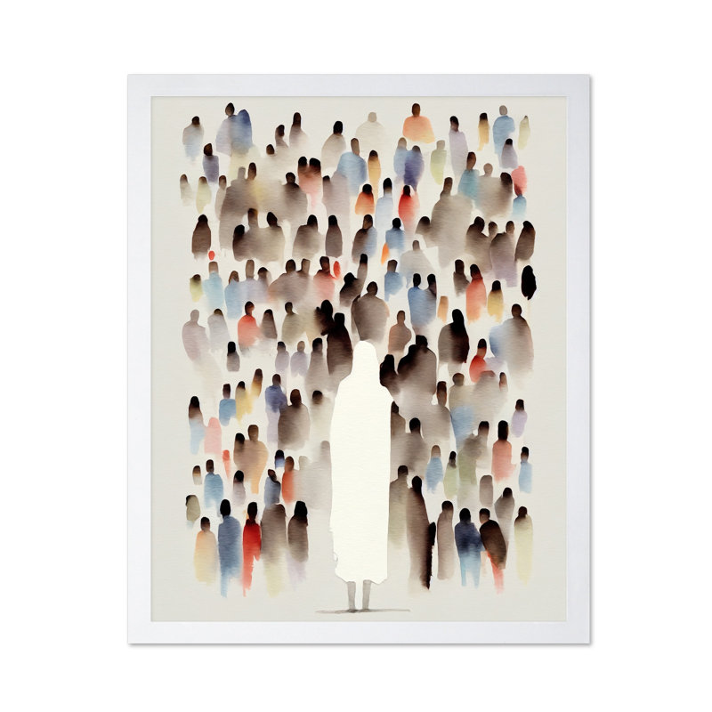 Jésus nourrit les 5000, Affiche, H 24 po x l 32 po, Encadrement blanc