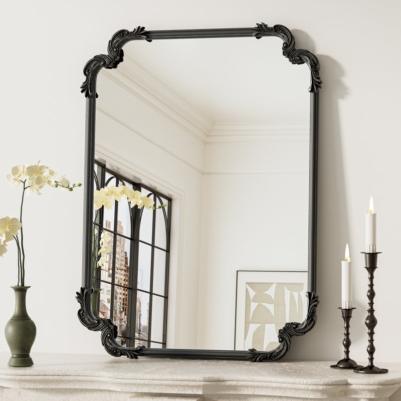 Miroir mural Genan, Noir antique, 32 po x 24 po