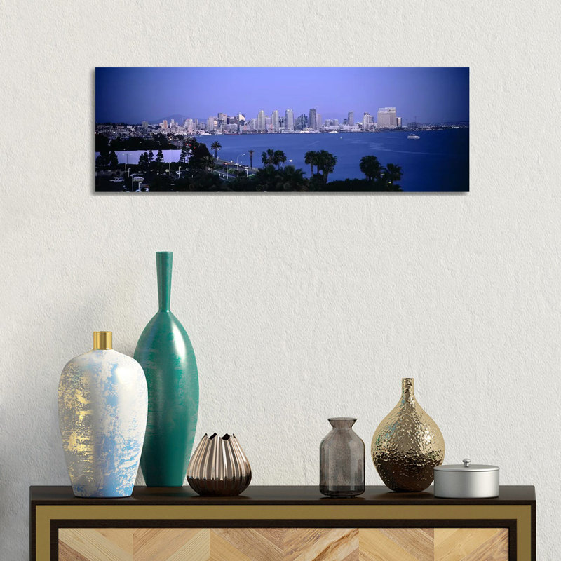 City At The Waterfront - Wrapped Canvas Panoramic Print, 30.48 cm H x 91.44 cm W x 1.91 cm D