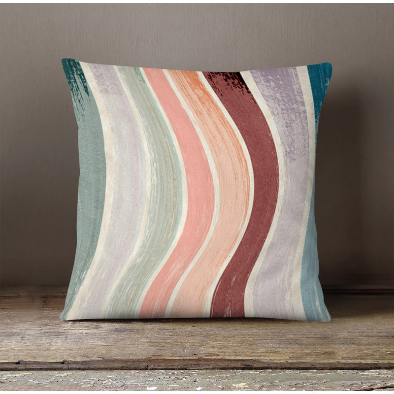 Throw Pillow With Insert, Multi Striped/Abstract 5, 18"H x 18"W