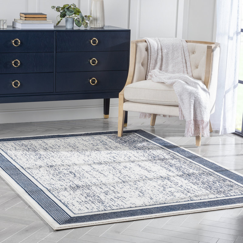 Well Woven Cairo Filippa Border Vintage Blue Rug, Rectangle 160cm x 220 cm