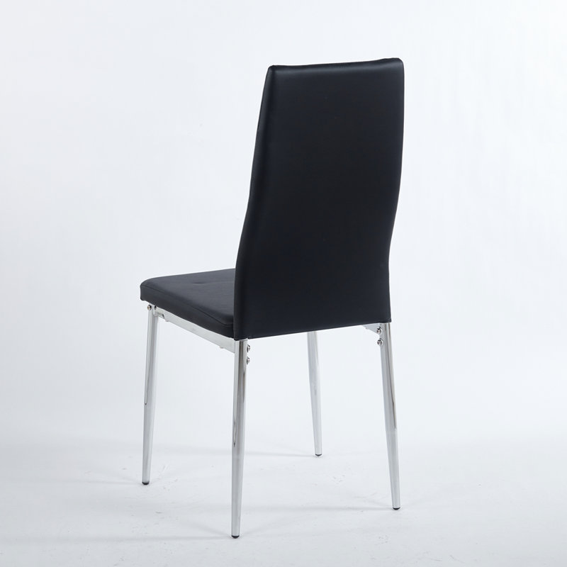 Chair  Set Of 4, LEG SEAT, Chrome, Black