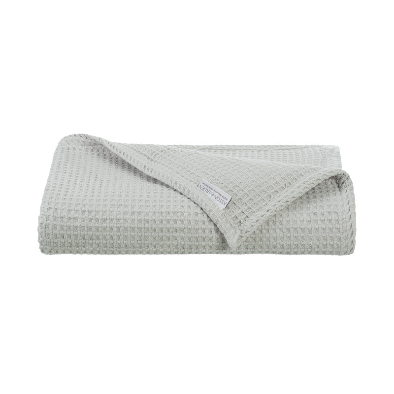 Couverture en coton Waffle Weave, Simple, Gris clair