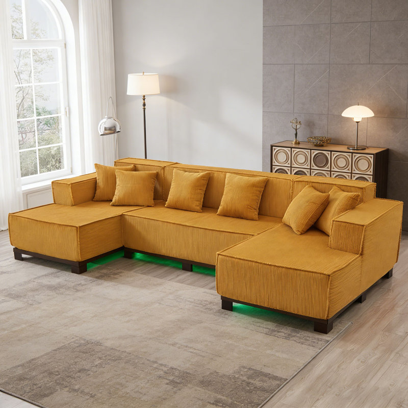 Canapé moderne, 4, Orange with LED Light