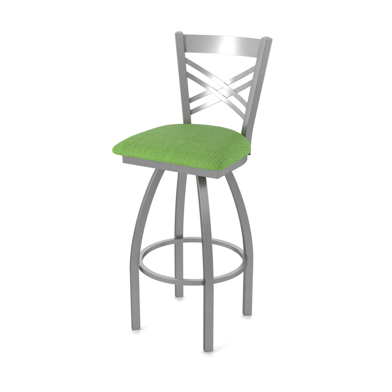 820 Catalina Swivel Stool, Fabric-Graph Parrot, Counter Stool (25" Seat Height), Stainless Steel