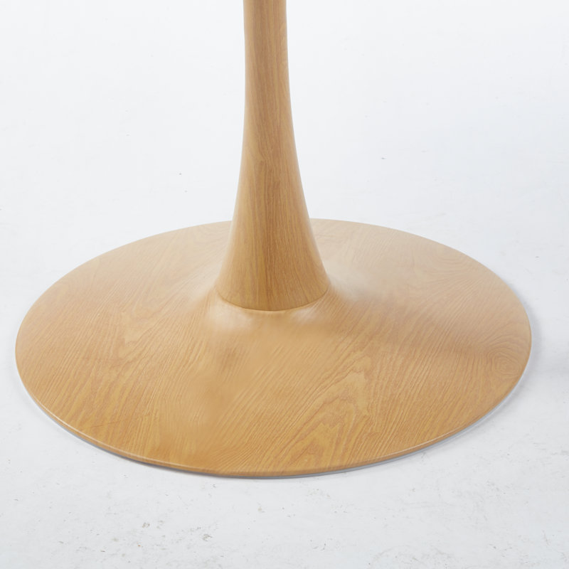 Table de salle à manger 31,5 "Mid-Century avec plateau en MDF et tulipe, Bois naturel, Bois naturel